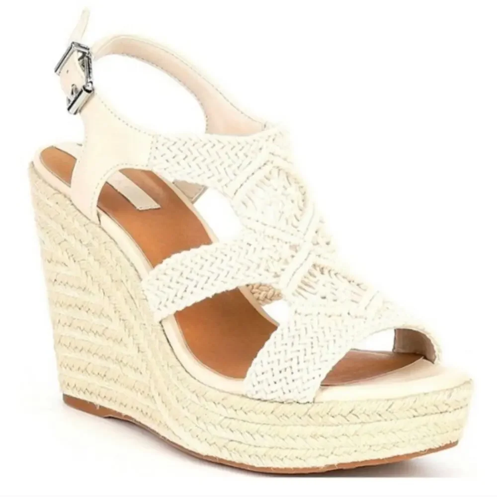 COPPER KEY Dreamcatcher Macrame EspadrillIe Platform Wedges Ivory Boho Size 8